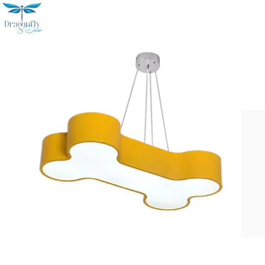 Yellow Bone Ceiling Suspension Lamp Kids Led Acrylic Pendant Chandelier For Kindergarten