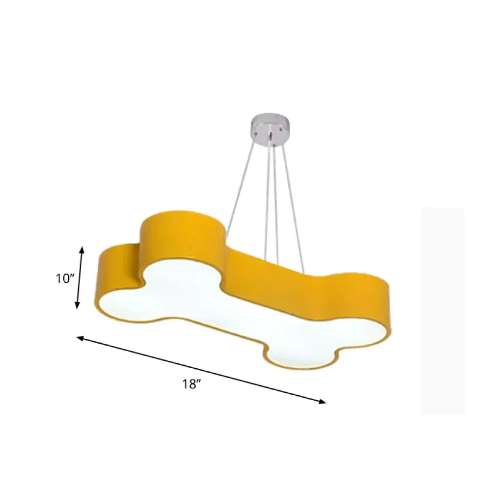 Yellow Bone Ceiling Suspension Lamp Kids Led Acrylic Pendant Chandelier For Kindergarten